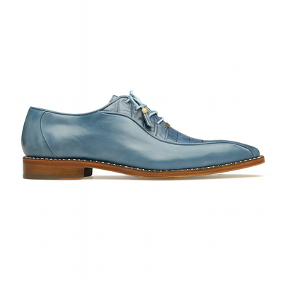 Mens Belvedere Gabriele Caiman Crocodile Dress Shoe in Blue 8   - from alligatorwarehouse.com