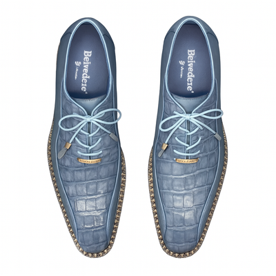 Mens Belvedere Gabriele Caiman Crocodile Dress Shoe in Blue 3   - from alligatorwarehouse.com
