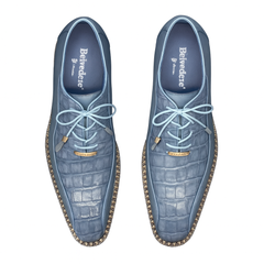 Mens Belvedere Gabriele Caiman Crocodile Dress Shoe in Blue