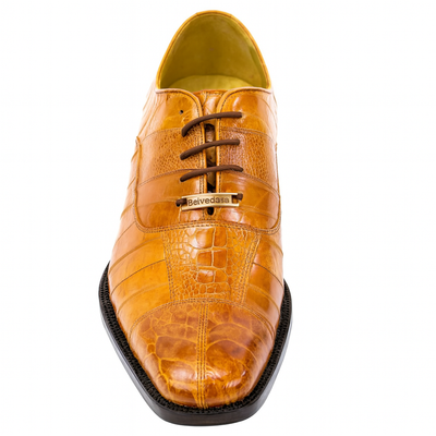 Mens Belvedere Mare Eel & Ostrich Cap Toe Dress Shoe in Tan 4 MEN 2P7 BLACK-M-09  - from alligatorwarehouse.com