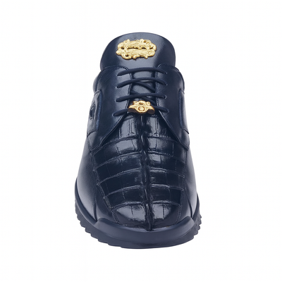 Mens Belvedere Vasco Hornback Crocodile Sneaker in Navy 2 MEN 336122 WHITE-M-08  - from alligatorwarehouse.com