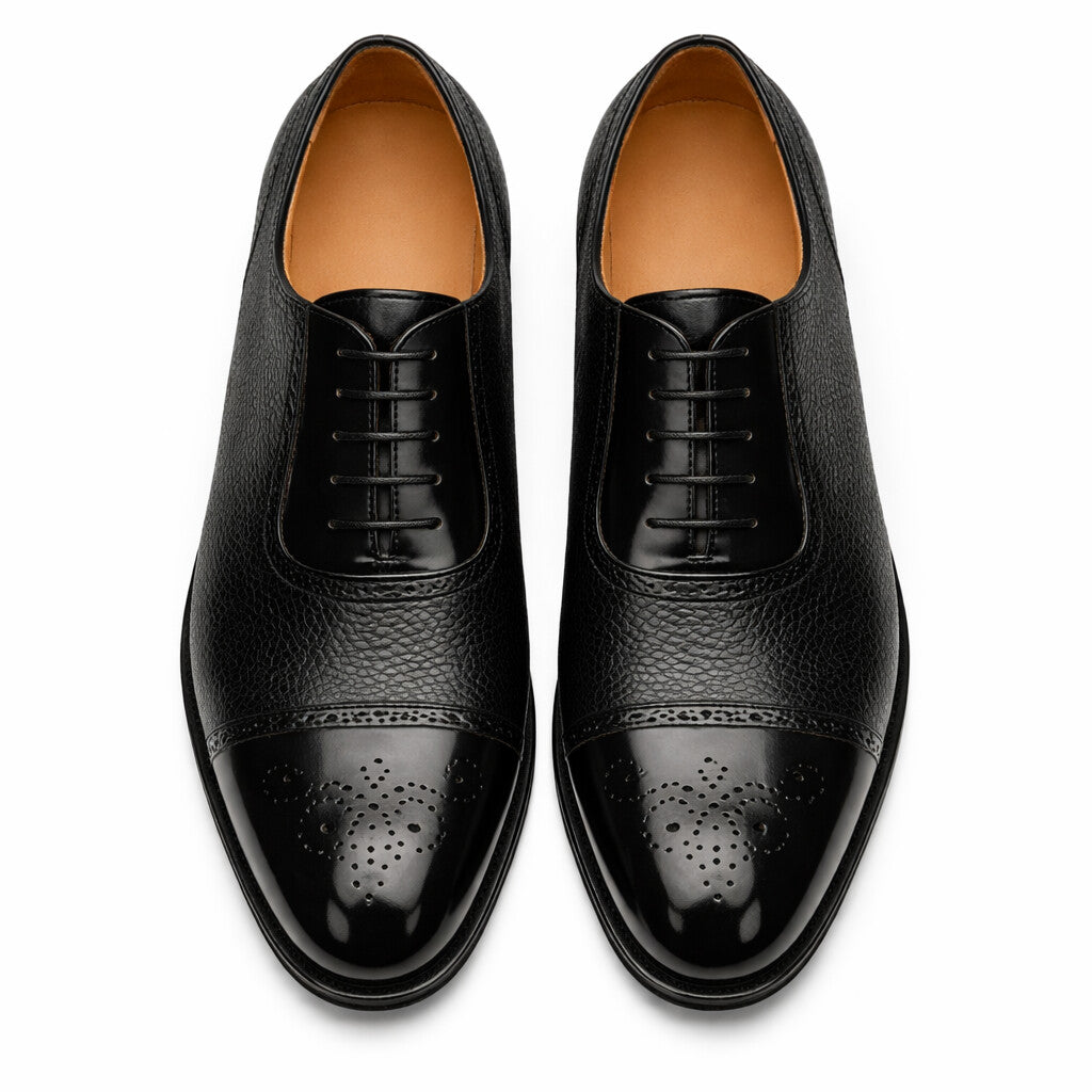 Mens Mezlan Murino Calf & Deerskin Cap Toe Dress Shoe in Black