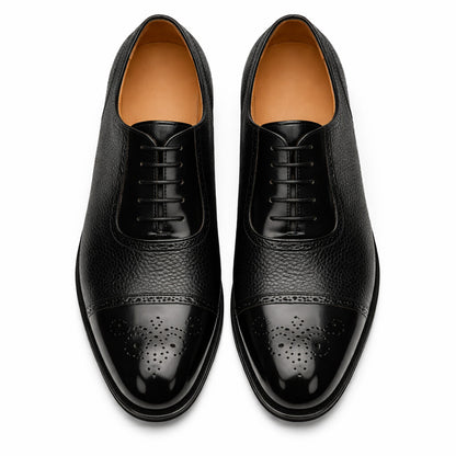 Mens Mezlan Murino Calf & Deerskin Cap Toe Dress Shoe in Black