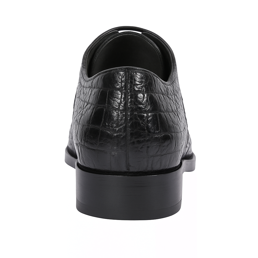 Men’s Black Genuine Full Crocodile Leather Lace-Up Dress Shoes