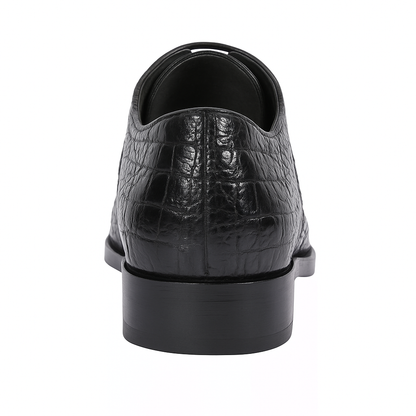 Men’s Black Genuine Full Crocodile Leather Lace-Up Dress Shoes