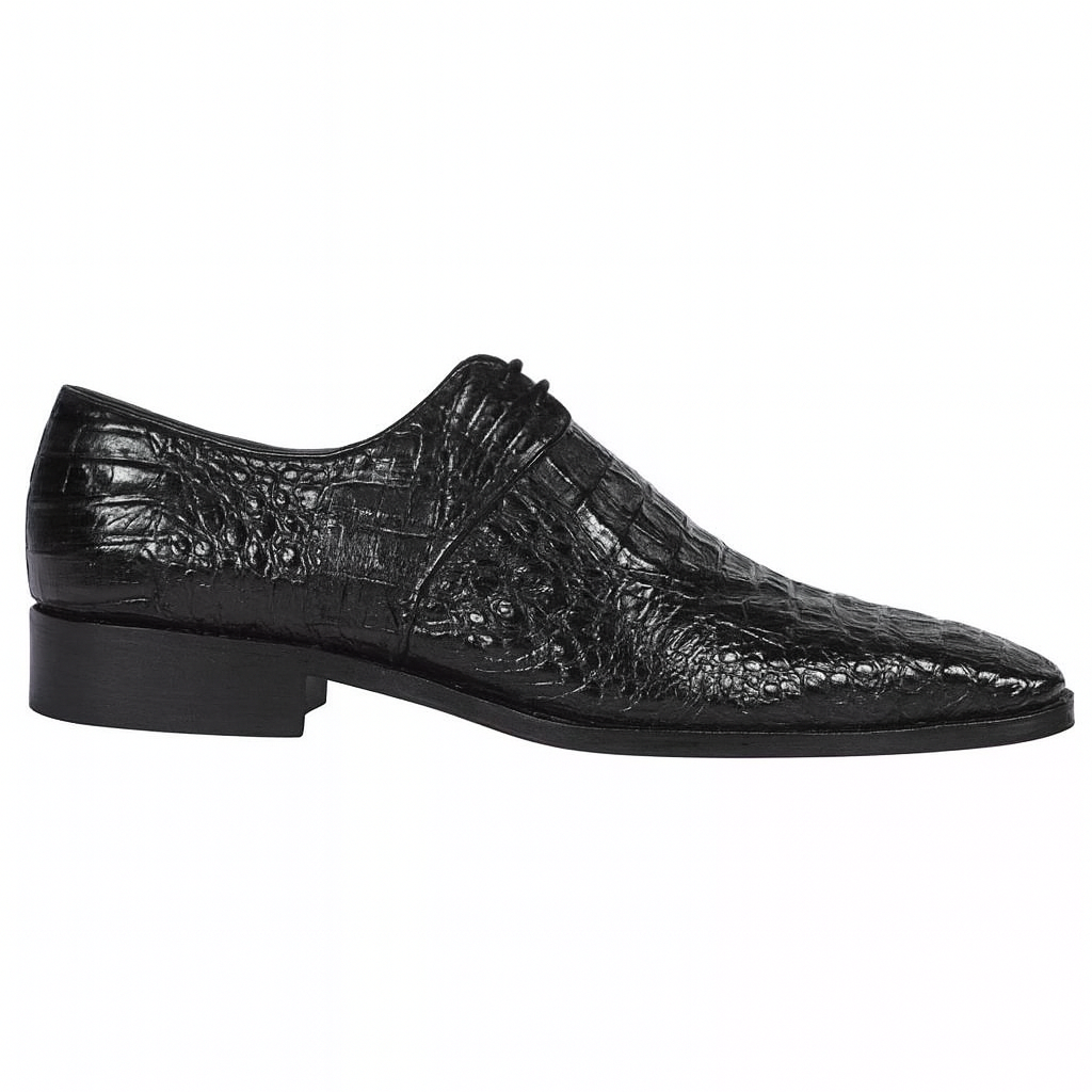 Men’s Black Genuine Full Crocodile Leather Lace-Up Dress Shoes