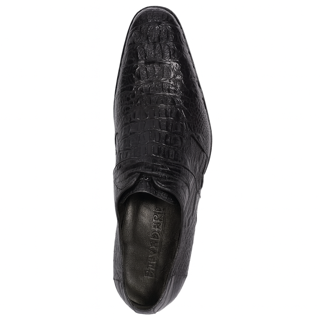 Men’s Black Genuine Full Crocodile Leather Lace-Up Dress Shoes