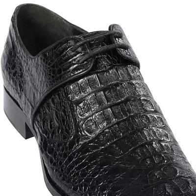 Men’s Black Genuine Full Crocodile Leather Lace-Up Dress Shoes 4   - from alligatorwarehouse.com