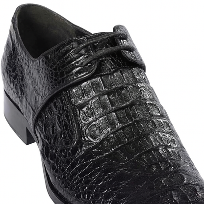 Men’s Black Genuine Full Crocodile Leather Lace-Up Dress Shoes