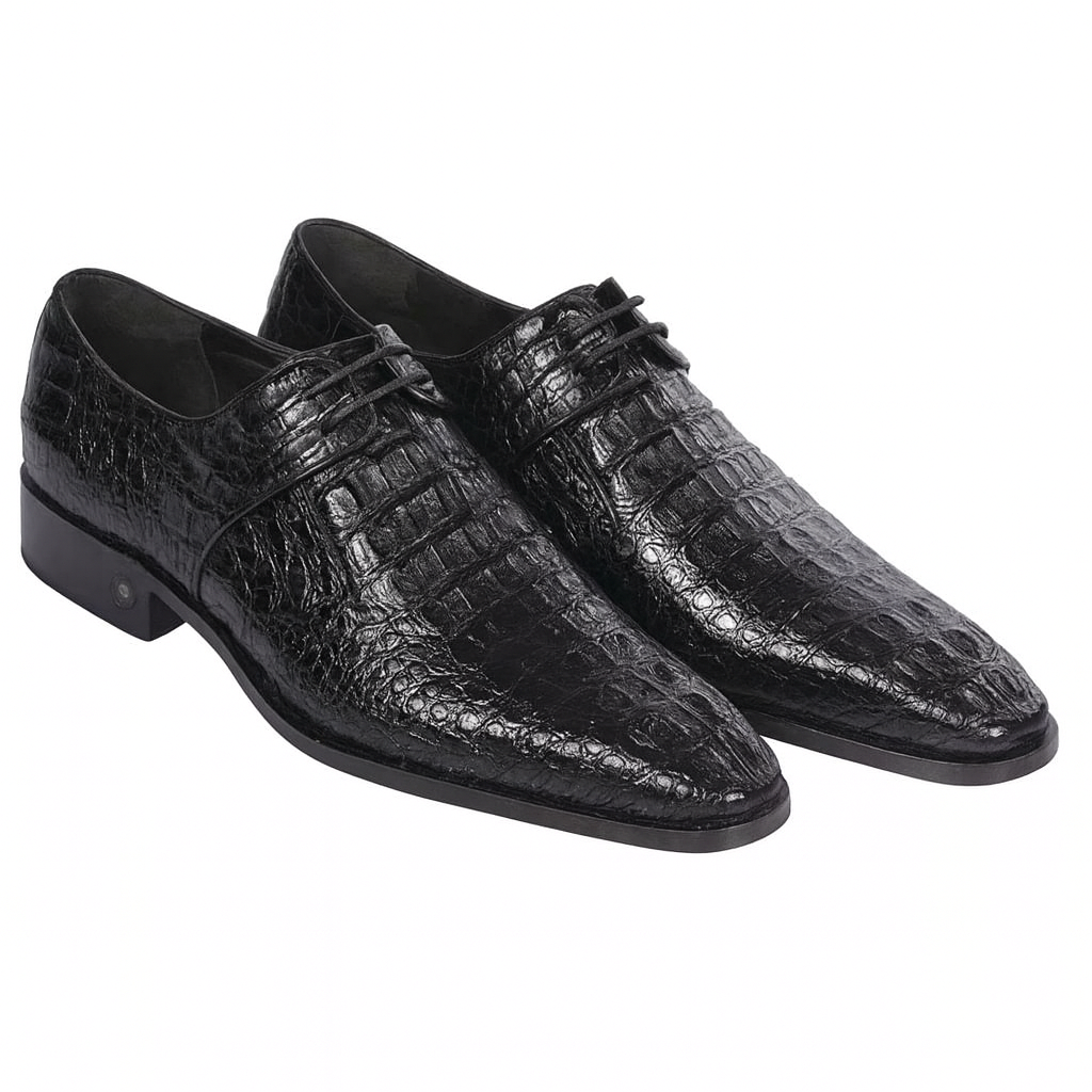 Men’s Black Genuine Full Crocodile Leather Lace-Up Dress Shoes
