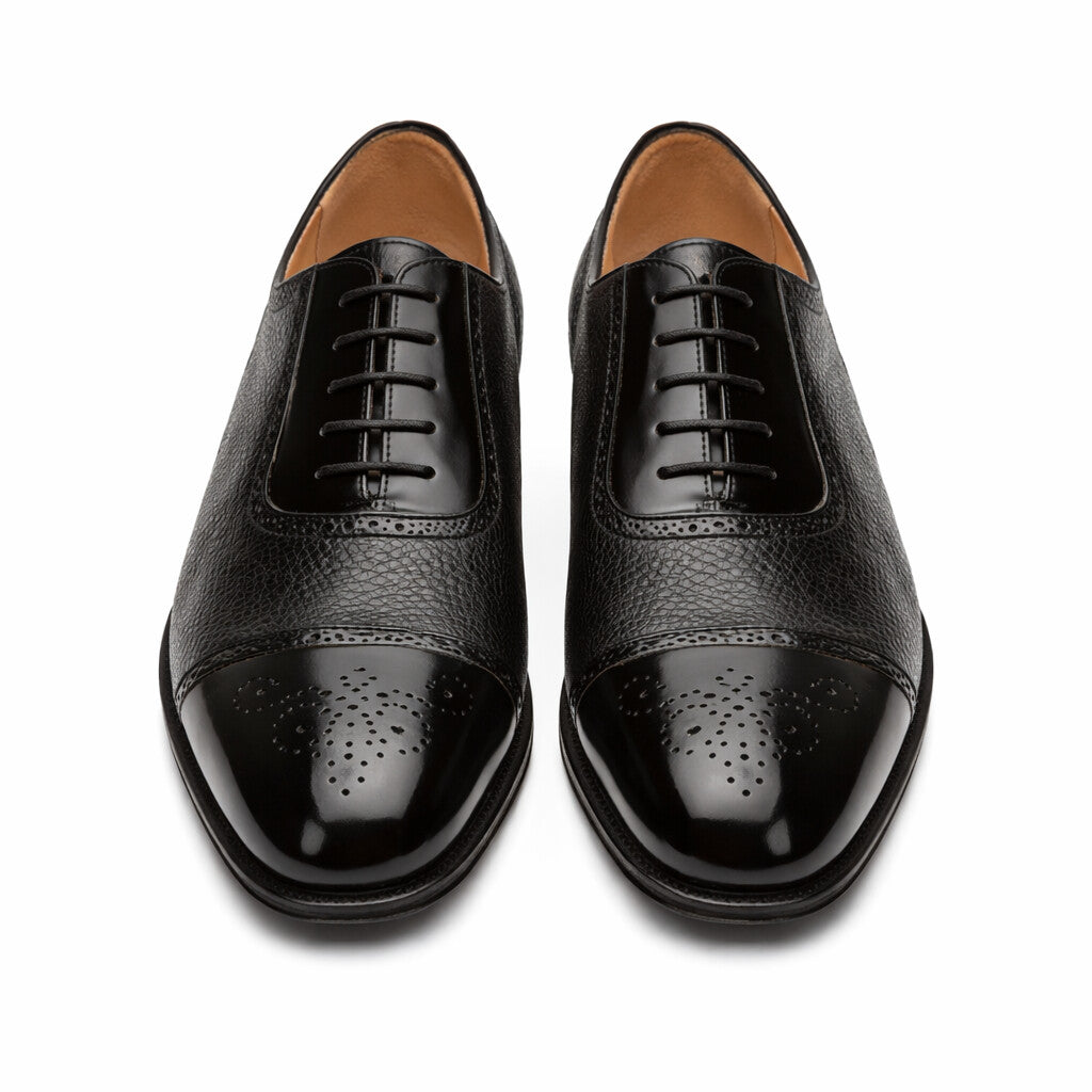 Mens Mezlan Murino Calf & Deerskin Cap Toe Dress Shoe in Black