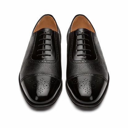 Mens Mezlan Murino Calf & Deerskin Cap Toe Dress Shoe in Black