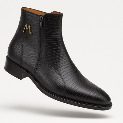 Peninsula Lizard Emblem Boot Black By Mezlan Made In Spain Brand 3   - from alligatorwarehouse.com