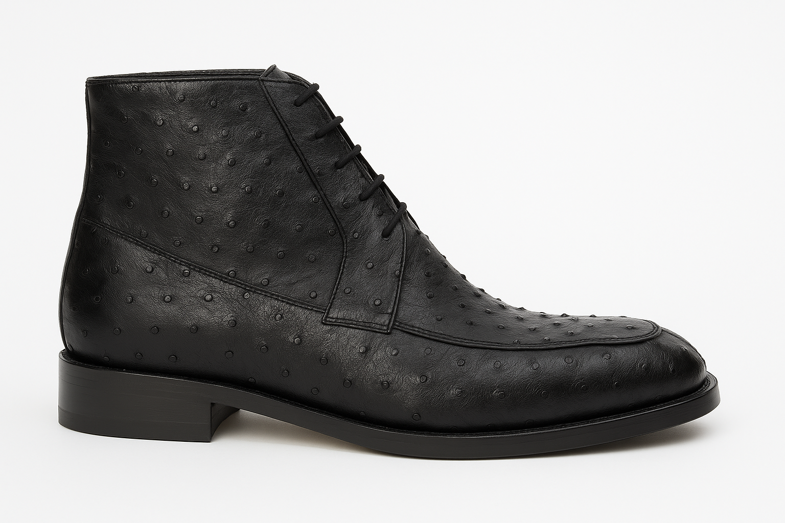 Los Altos Black Ostrich Quill Dress Ankle Boots