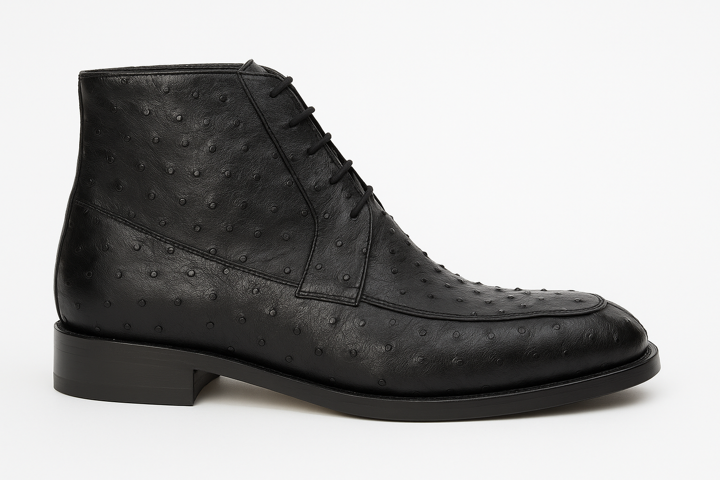 Los Altos Black Ostrich Quill Dress Ankle Boots