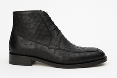 Los Altos Black Ostrich Quill Dress Ankle Boots