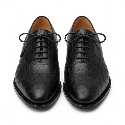 Mens Mezlan Getty Ostrich Wingtip Dress Shoe in Cognac 13   - from alligatorwarehouse.com