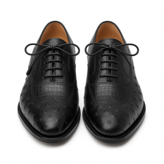 Mens Mezlan Getty Ostrich Wingtip Dress Shoe in Cognac