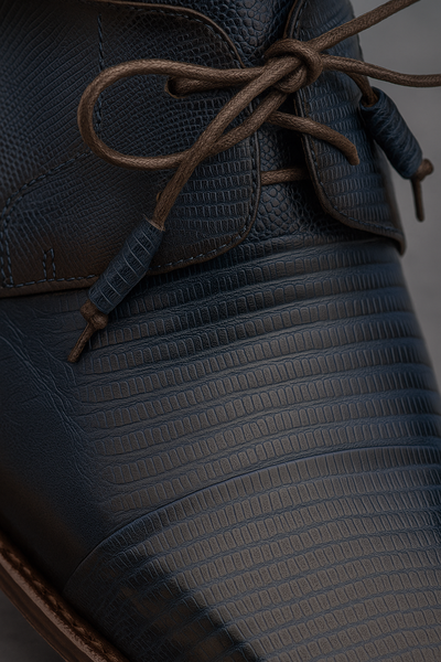 Lizard Skin Tassel Derby in Blue for men By Mezlan Made In Spain Brand 7   - from alligatorwarehouse.com