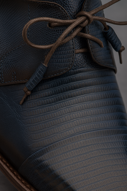 Lizard Skin Tassel Derby in Blue for men By Mezlan Made In Spain Brand