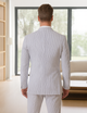 Mens Blue Pinstripe Summer Seersucker Double Breasted Suit