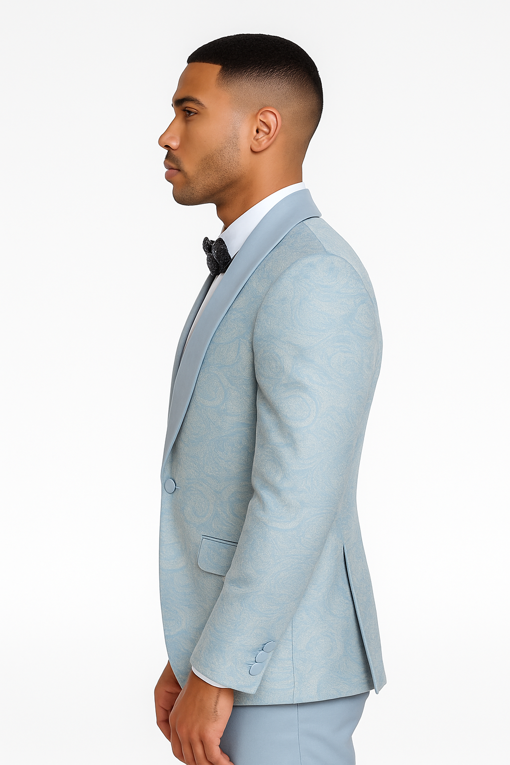 2025 Prom Special Blue Tuxedo Suit w/ Double-Breasted Vest by Tazzio