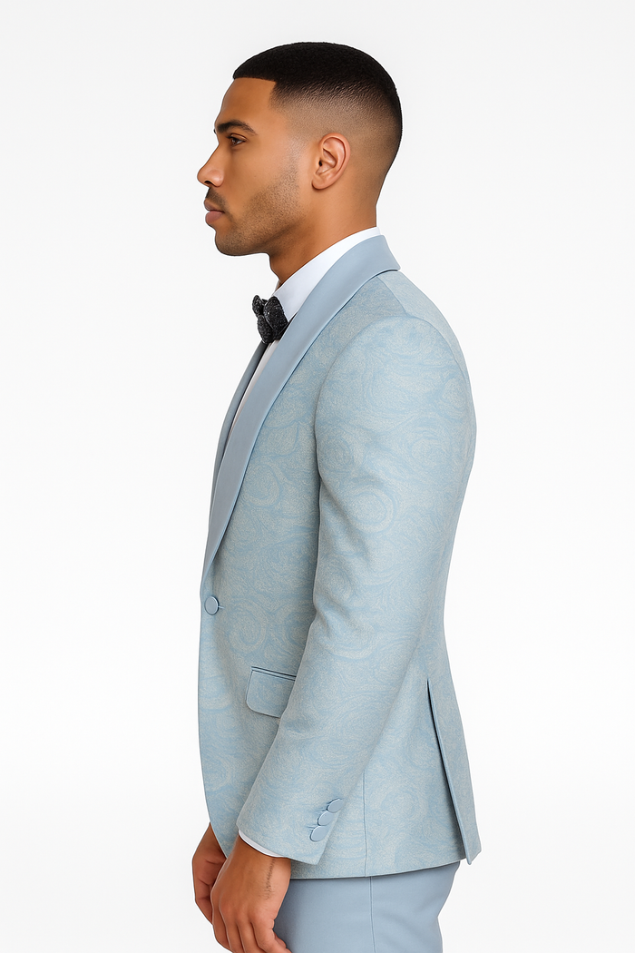 2026 Prom Special Blue Tuxedo Suit w/ Double-Breasted Vest by Tazzio