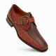 Mezlan Men's Genuine Full Quill Ostrich Leg Monk Brown  Strap Shoes