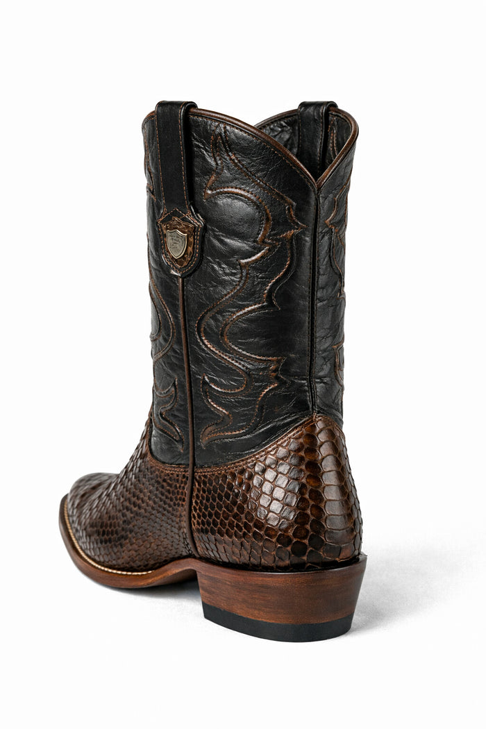 Men's Wild West Python Skin Yellow Gold J Toe Boots 29957