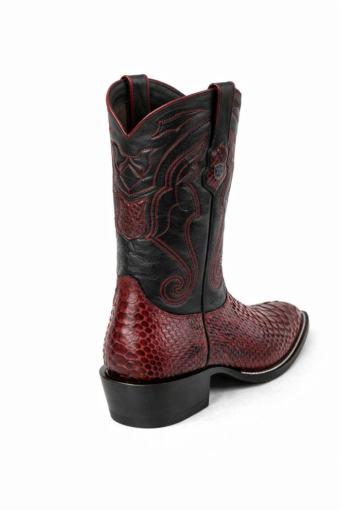 Men's Wild West Python Skin Yellow Gold J Toe Boots 29957