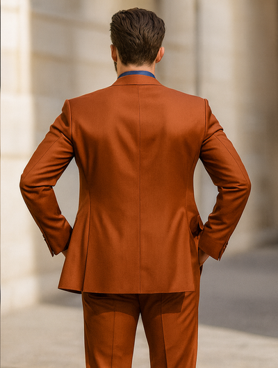 Men’s Burnt Orange 3-Piece Suit with Vest – Stylish Formal Wear 2   - from alligatorwarehouse.com