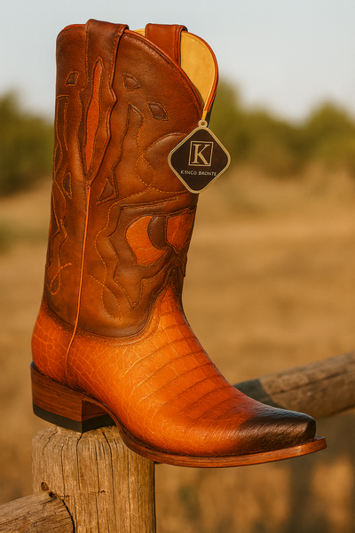 King Exotic Men's Caiman Belly Snip Toe Boots 17 -01  - from alligatorwarehouse.com