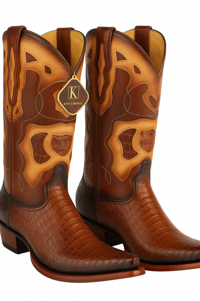 King Exotic Men's Caiman Belly Snip Toe Boots 7 -01  - from alligatorwarehouse.com