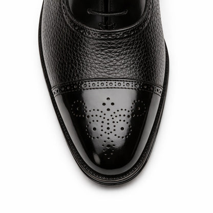 Mens Mezlan Murino Calf & Deerskin Cap Toe Dress Shoe in Black