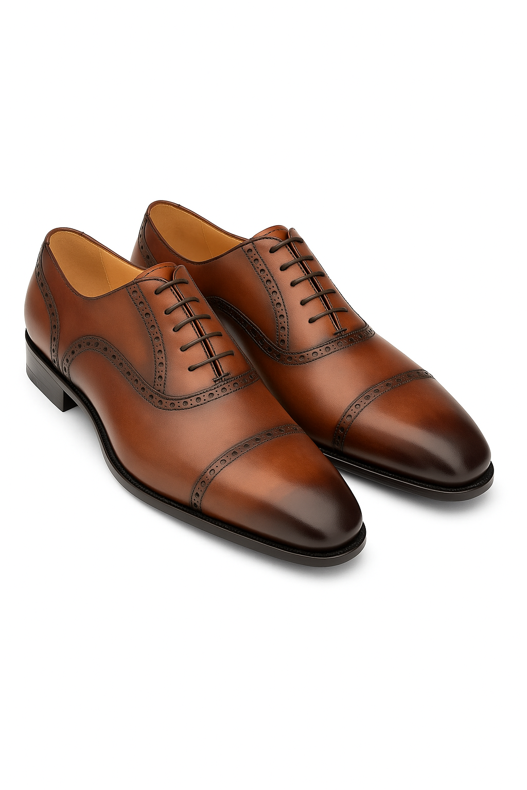 Amaro Leather Cap Toe Cognac By Mezlan Made In Spain Brand