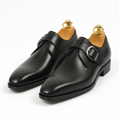 Mens Carrucci Classic Leather Fade Single D-Buckle Monk Strap Dress Shoe in Chestnut 78   - from alligatorwarehouse.com