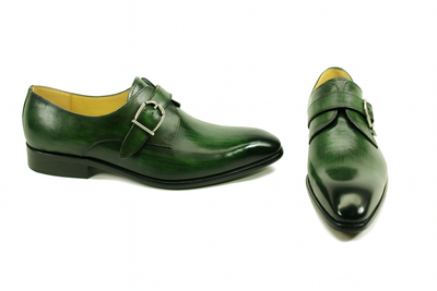 Mens Carrucci Classic Leather Fade Single D-Buckle Monk Strap Dress Shoe in Chestnut 36   - from alligatorwarehouse.com