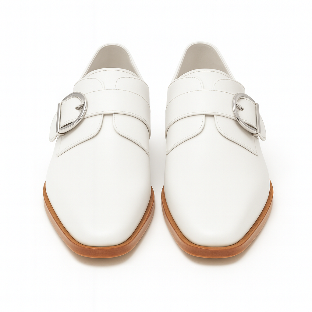 Mens Carrucci Classic Leather Fade Single D-Buckle Monk Strap Dress Shoe in Chestnut