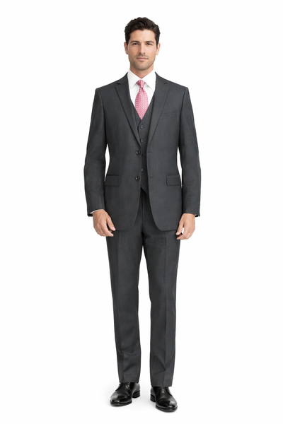 Mens Charcoal Mantoni Suit – Classic 3 Piece Dark Grey Suit for Business, Wedding and Formal Wear