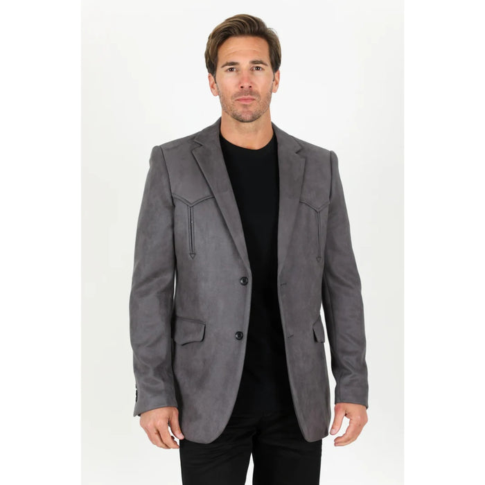 Men’s Charcoal Platini Faux Suede Double-Breasted Blazer Jacket
