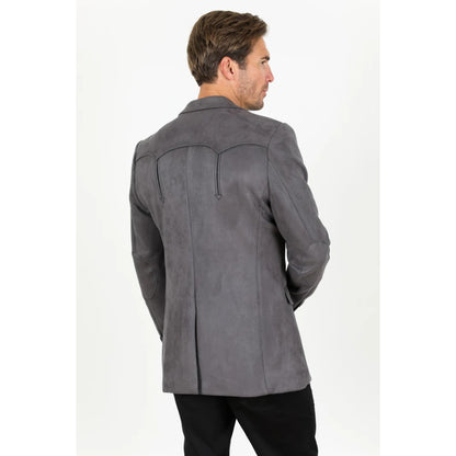 Men’s Charcoal Platini Faux Suede Double-Breasted Blazer Jacket