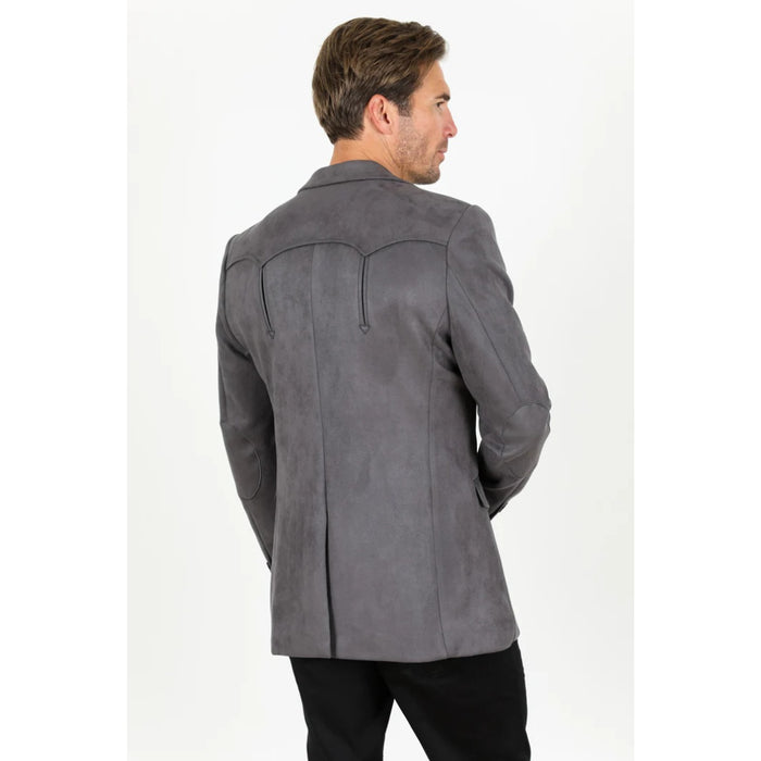 Men’s Charcoal Platini Faux Suede Double-Breasted Blazer Jacket