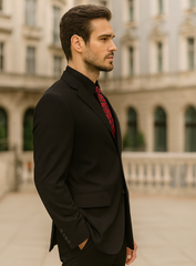 Mens Classic 3 button 2 Piece Suit in Black