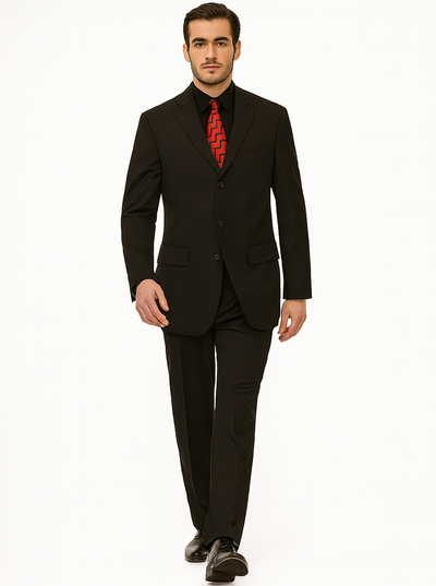 Mens Classic 3 button 2 Piece Suit in Black 6 5802K-Black-38R  - from alligatorwarehouse.com