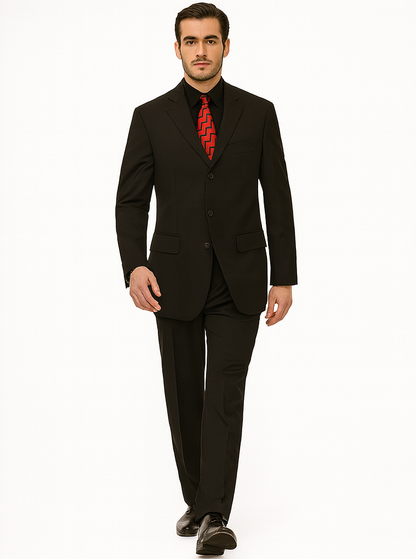 Mens Classic 3 button 2 Piece Suit in Black