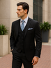 Mens Classic 3 Button Vested Dress Suit in Black 3 5802V-Black-38R  - from alligatorwarehouse.com