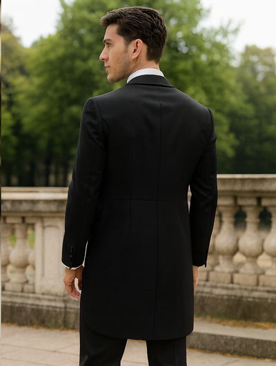 Mens Classic Black Tail Tuxedo with White Vest 2 T-2X_BLACK_36S  - from alligatorwarehouse.com