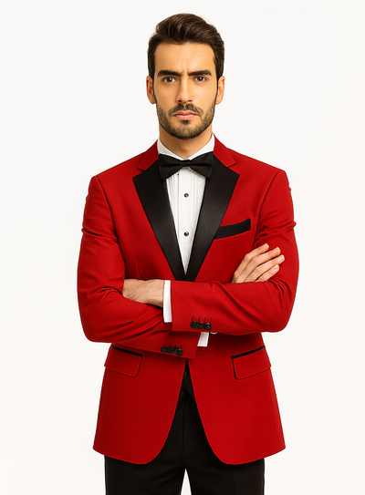 Mens Classic Contrast Notch Tuxedo in Red 5 SO1T-2FF_RED_36S  - from alligatorwarehouse.com