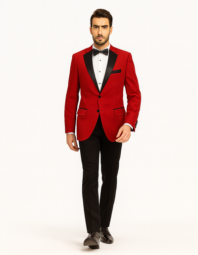 Mens Classic Contrast Notch Tuxedo in Red 4 SO1T-2FF_RED_36S  - from alligatorwarehouse.com