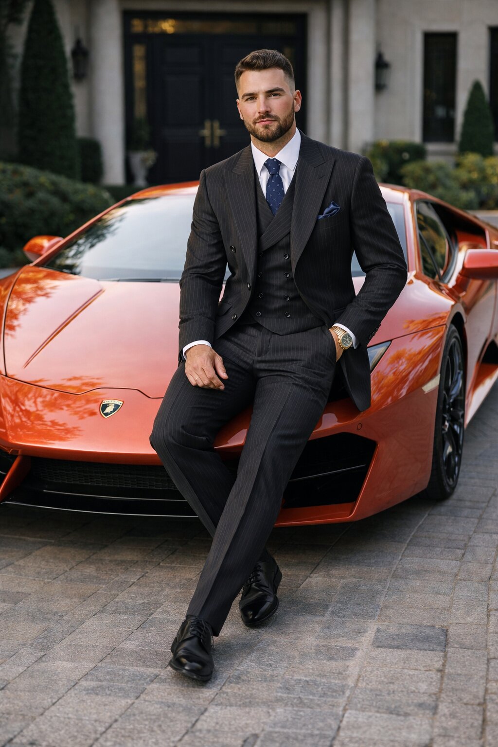 Mens Gangster Pinstripe 2 Button Double Breasted Vest Grey Suit